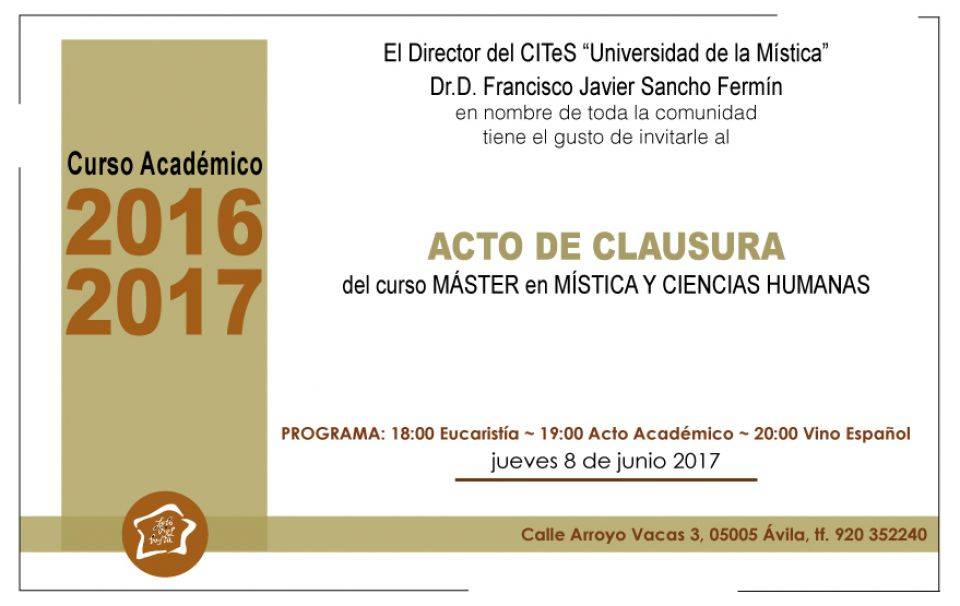 ACTO CLAUSURA MÁSTER EN MÍSTICA Y CIENCIAS HUMANAS